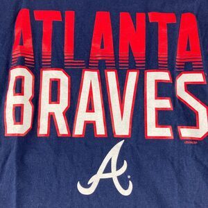 Atlanta Braves MLB Mens XL Long Sleeve T Shirt Navy Blue 100% Cotton Logo Tee